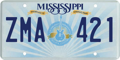 MS license plate ZMA421