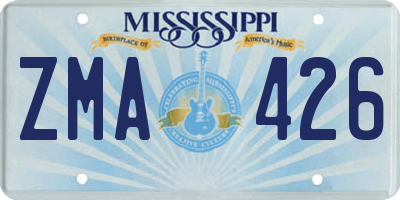 MS license plate ZMA426