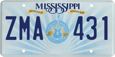 MS license plate ZMA431