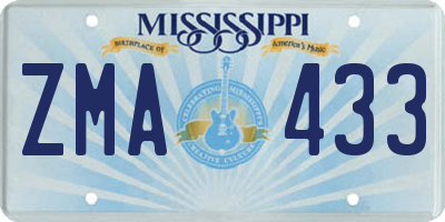 MS license plate ZMA433