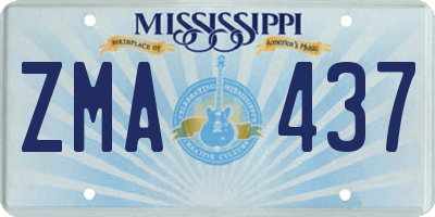 MS license plate ZMA437