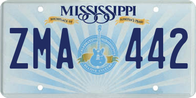 MS license plate ZMA442