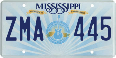 MS license plate ZMA445