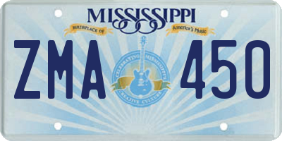 MS license plate ZMA450