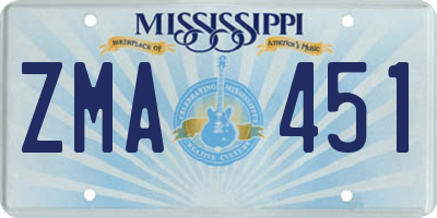 MS license plate ZMA451