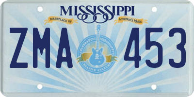 MS license plate ZMA453