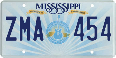 MS license plate ZMA454