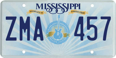 MS license plate ZMA457