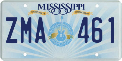 MS license plate ZMA461