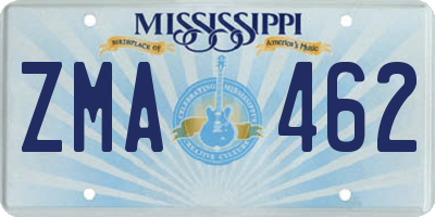 MS license plate ZMA462