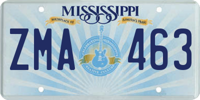 MS license plate ZMA463