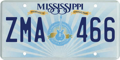 MS license plate ZMA466