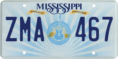 MS license plate ZMA467