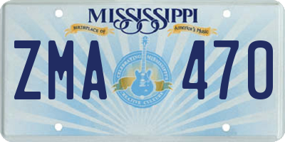 MS license plate ZMA470
