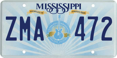 MS license plate ZMA472