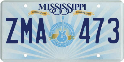 MS license plate ZMA473