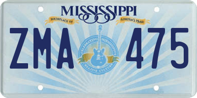 MS license plate ZMA475