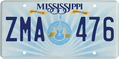 MS license plate ZMA476