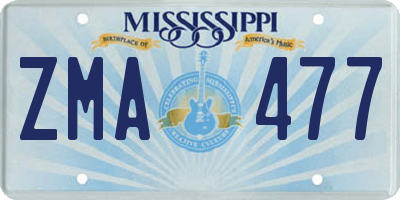MS license plate ZMA477