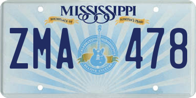 MS license plate ZMA478