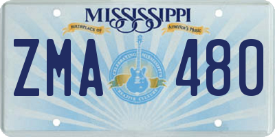 MS license plate ZMA480