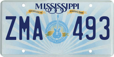 MS license plate ZMA493