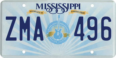 MS license plate ZMA496