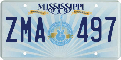 MS license plate ZMA497