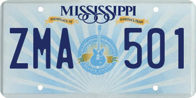 MS license plate ZMA501