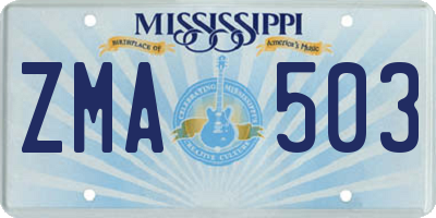 MS license plate ZMA503