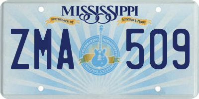 MS license plate ZMA509