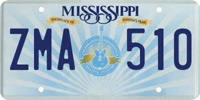 MS license plate ZMA510