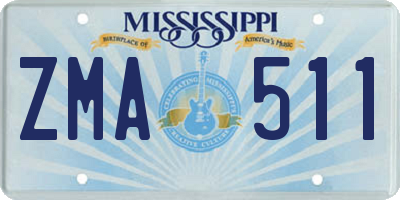 MS license plate ZMA511