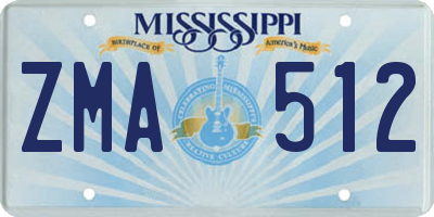 MS license plate ZMA512