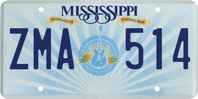 MS license plate ZMA514