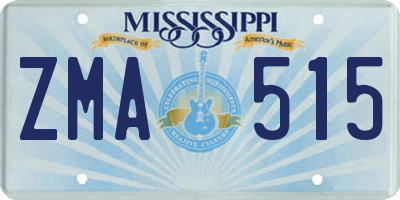 MS license plate ZMA515