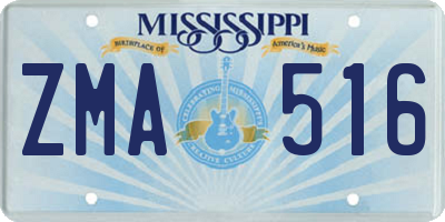 MS license plate ZMA516