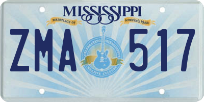 MS license plate ZMA517