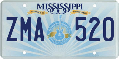 MS license plate ZMA520