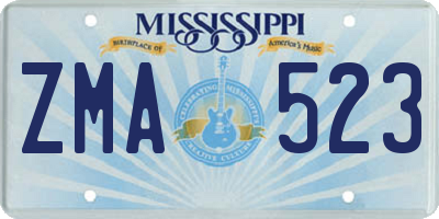 MS license plate ZMA523