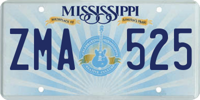 MS license plate ZMA525