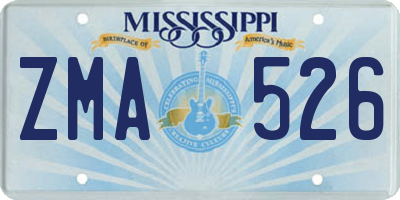 MS license plate ZMA526