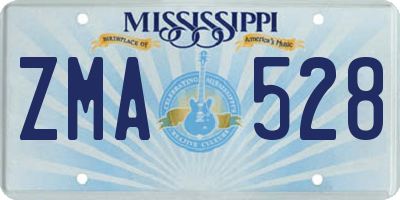 MS license plate ZMA528