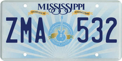 MS license plate ZMA532