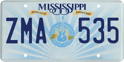 MS license plate ZMA535
