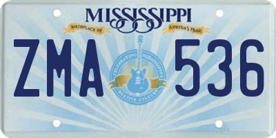 MS license plate ZMA536
