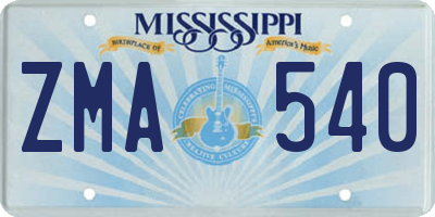 MS license plate ZMA540