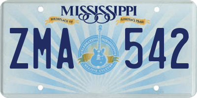 MS license plate ZMA542