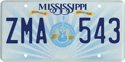 MS license plate ZMA543
