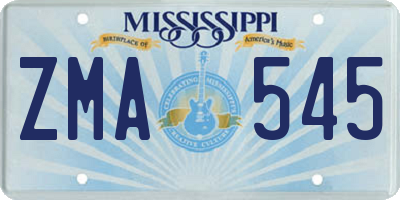 MS license plate ZMA545